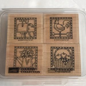 Stampin Up COUNTRY COLLECTION Wood Rubber Stamps